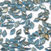  Чешские бусины GemDuo Gold Splash Blue Turquoise