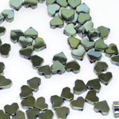  Гематит бусины сердечки Зеленый металлик