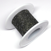 Ленты, шнуры Цепь стразовая стекло/металл ss4 серый/черный