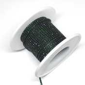 Ленты, шнуры Цепь стразовая стекло/металл ss4 зеленый/зеленый