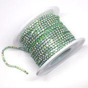 Ленты, шнуры Цепь стразовая стекло/металл светло-зеленый АВ/светло-зеленый