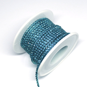 Ленты, шнуры Цепь стразовая стекло/металл бирюзовый/бирюзовый