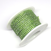 Ленты, шнуры Цепь стразовая стекло/металл салатовый/салатовый