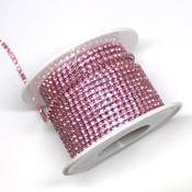 Ленты, шнуры Цепь стразовая стекло/металл розовый/розовый