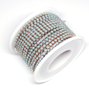 Ленты, шнуры Цепь стразовая акрил/металл жемчужный голубой/розовое золото