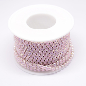 Стразовая цепь Цепь стразовая стекло/металл опаловый розовый/серебро